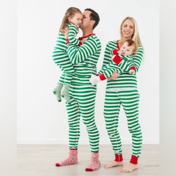 Hanna Andersson Green Stripe Pajama Set Size L Organic Cotton Comfy Sleepwear - Picture 2 of 15